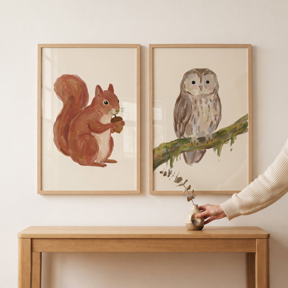 Woodland Friends Squirrel and Owl Digital Art Set