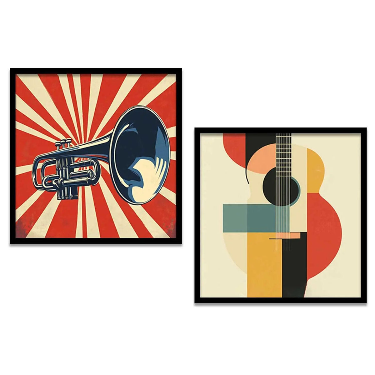 Retro Musical Instruments Digital Art Set
