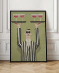 Chic Waiter with Wine Digital Artwork