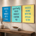 Success Motivational Typography Triptych Digital Art