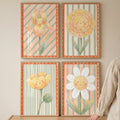 Happy Floral Faces Digital Art Set of Four