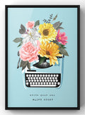 Typewriter and Floral Bouquet Digital Art Print