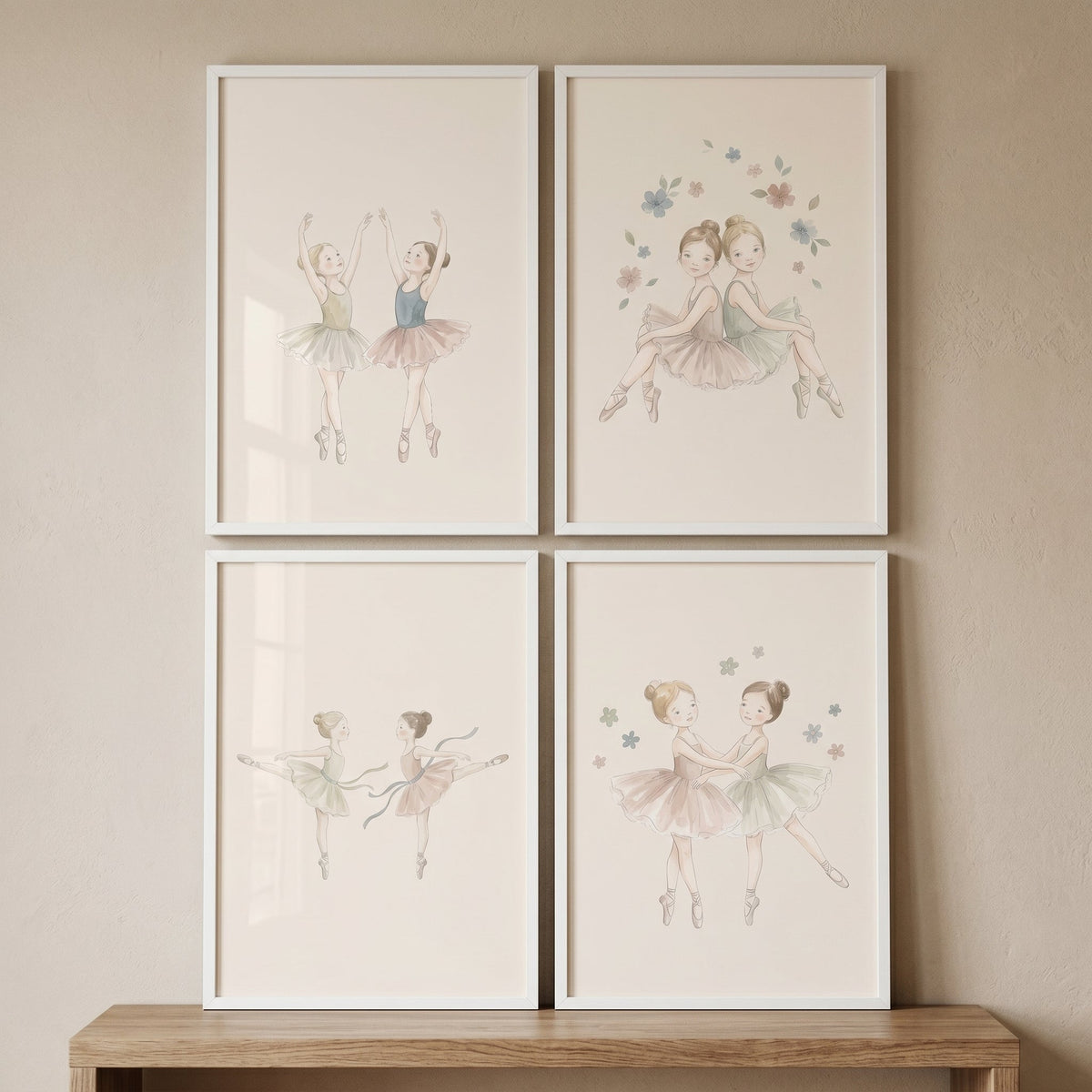 Watercolor Ballerina Girls Digital Art Set
