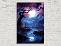 Midnight Cherry Blossom River Digital Art