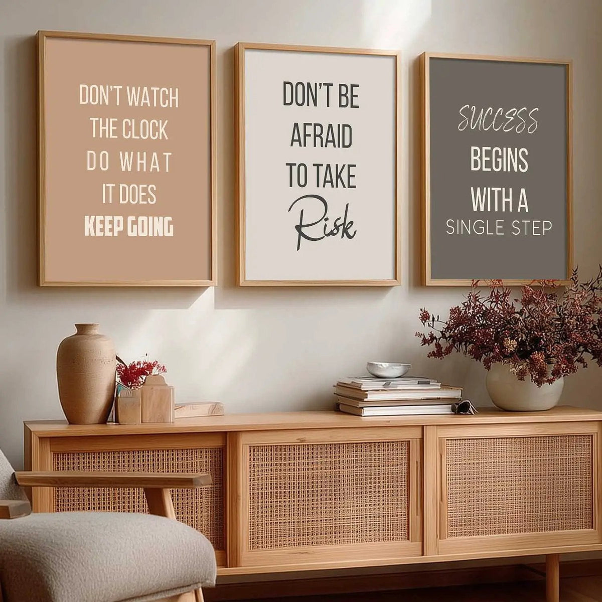 Motivational Quote Typography Digital Art Trio