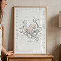 Octopus Playing Tennis Digital Art Print