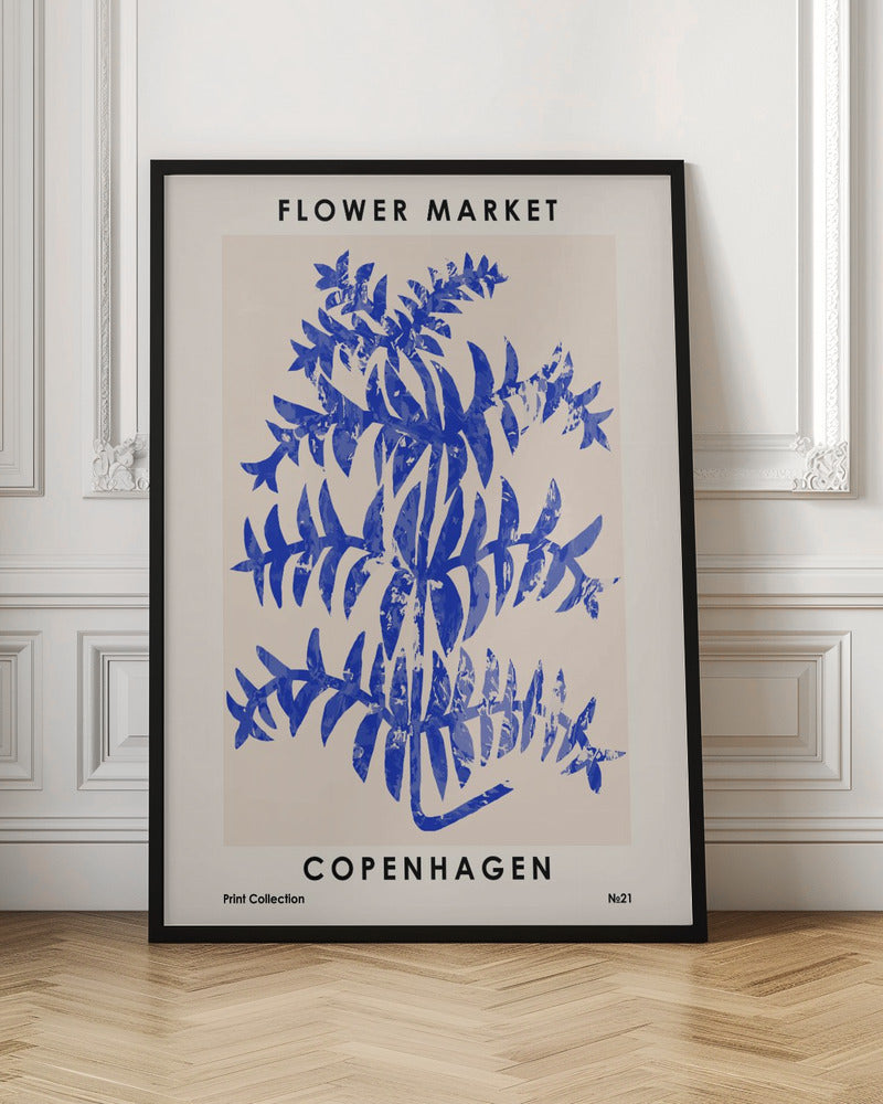 Copenhagen Flower Market Blue Botanical Digital Art