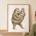 Dancing Sloths Watercolor Digital Art