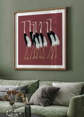 Elegance in Red Crane Flock Digital Art