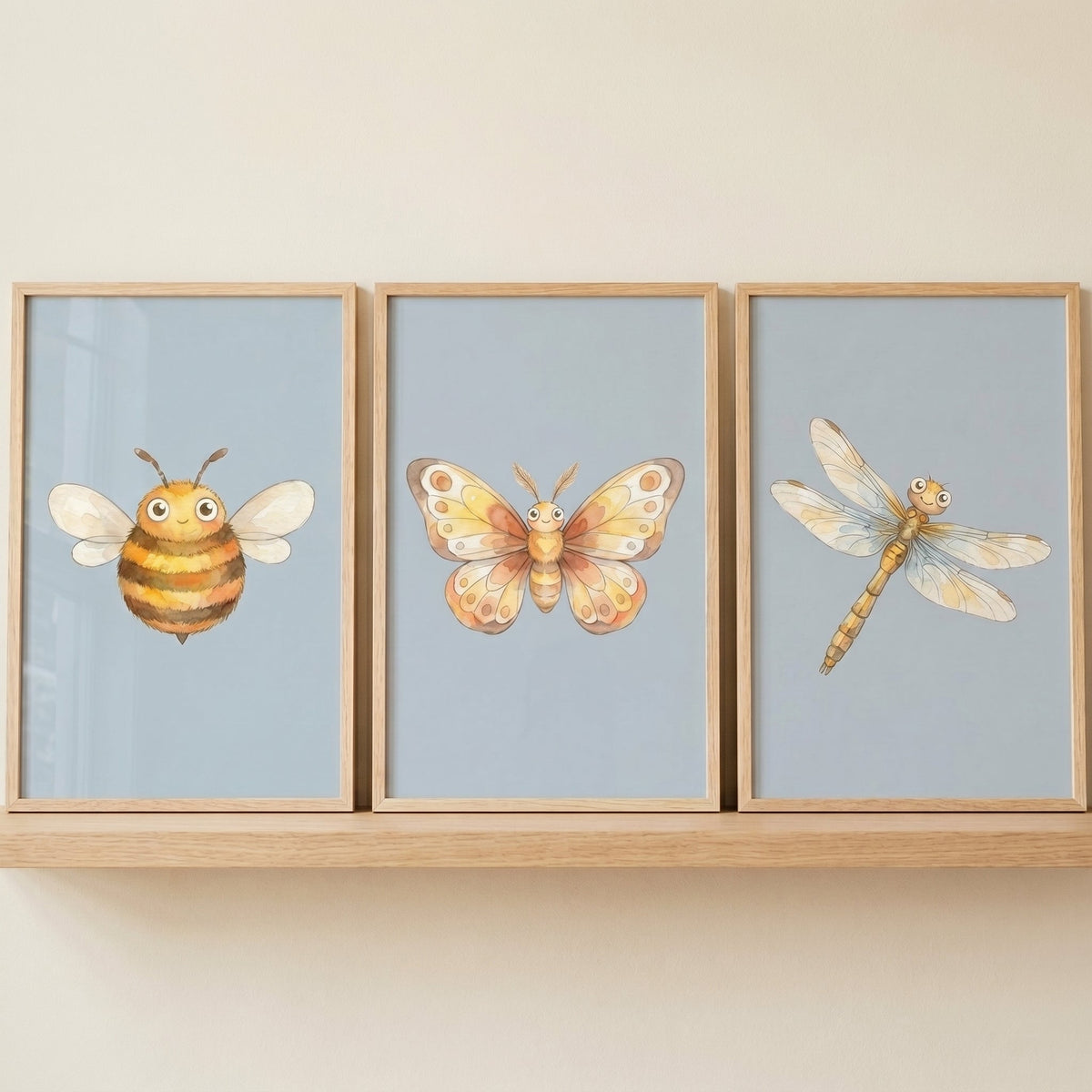 Charming Watercolor Garden Insects Trio Digital Download