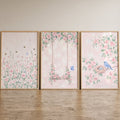 Watercolor Spring Garden Triptych Digital Art