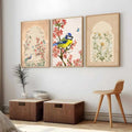 Charming Botanical Birds Triptych