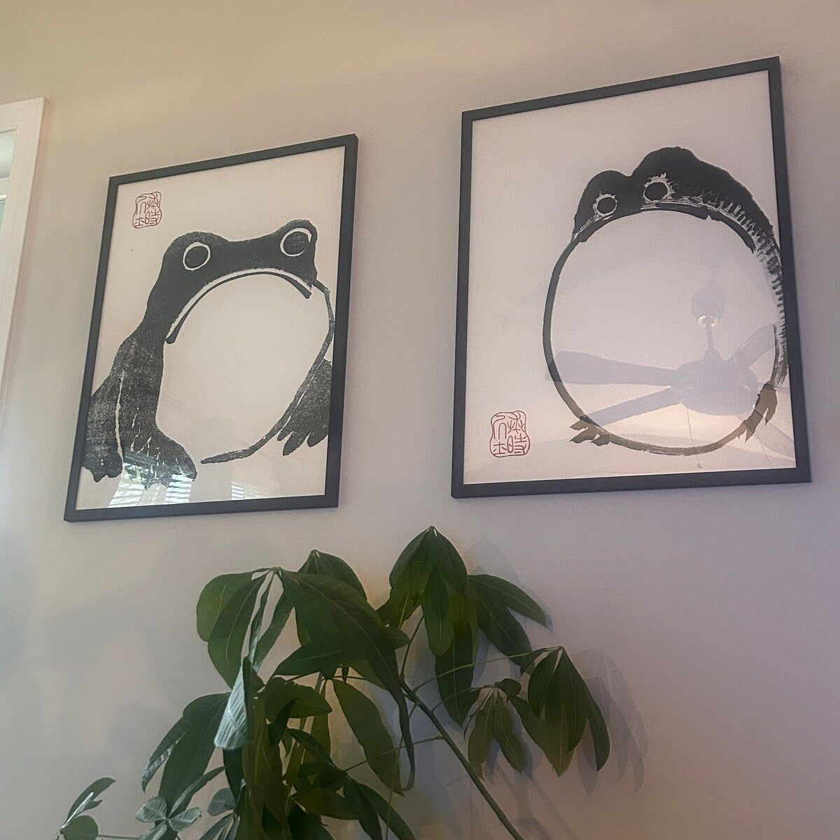 Zen Frog Minimalist Ink Wash Digital Artwork Set