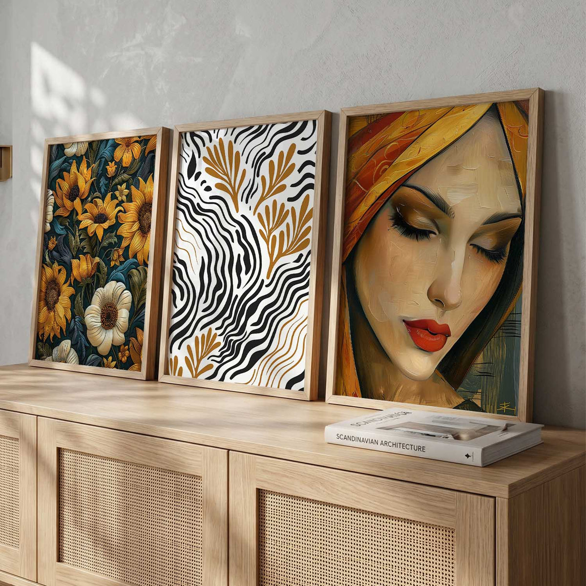 Boho Chic Triptych Digital Art Collection