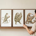 Dancing Jungle Animals Digital Art Trio
