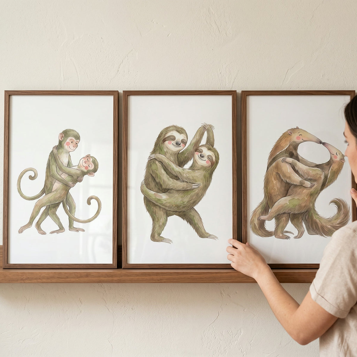 Dancing Jungle Animals Digital Art Trio