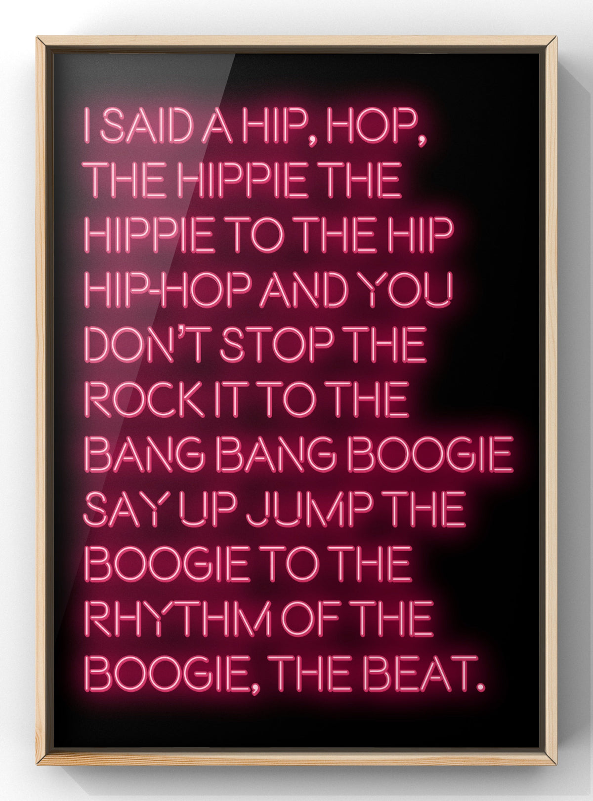Hip Hop Neon Lyrics Typography Art