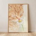 Watercolor Kitten and Daisy Digital Art