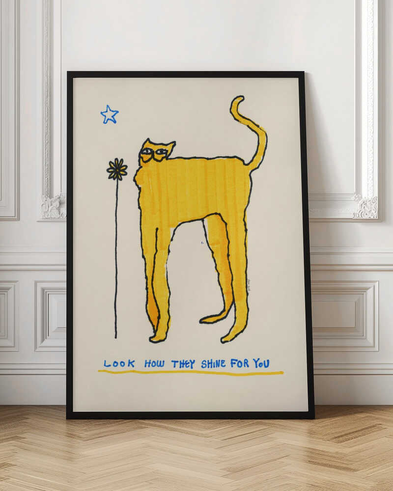 Quirky Yellow Cat Digital Artwork