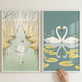 Graceful Swans Digital Art Print Set