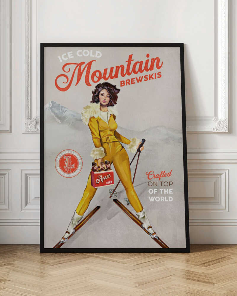 Apres Ski Mountain Brewskis Vintage Poster Digital Download