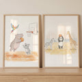 Cute Jungle Animals Basketball Digital Art Prints