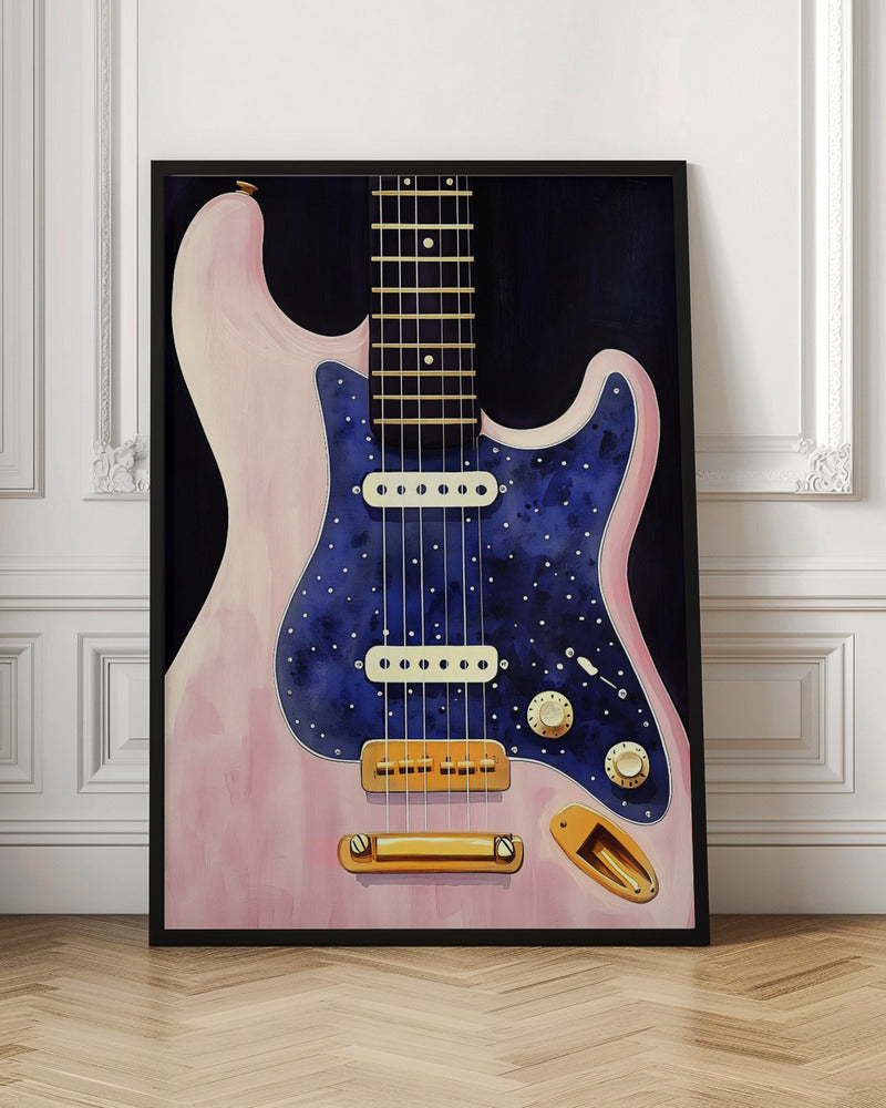 Pink and Blue Electric Guitar Digital Art