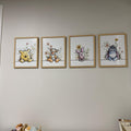 Winnie the Pooh and Friends Botanical Watercolor Set of 4 Digital Art Prints