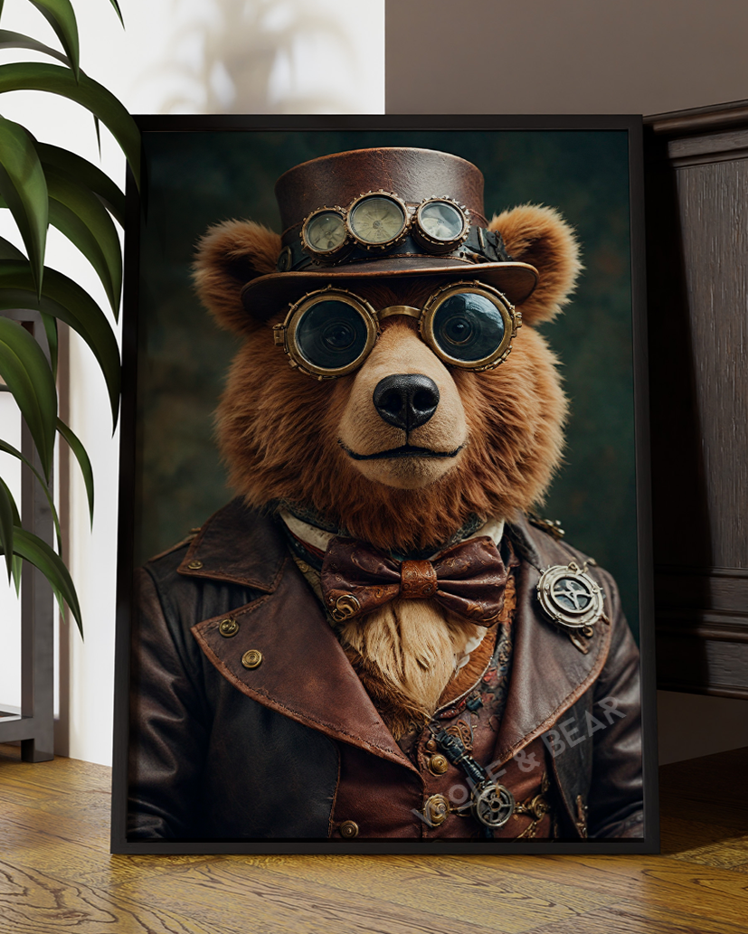 Steampunk Gentleman Bear Digital Artwork