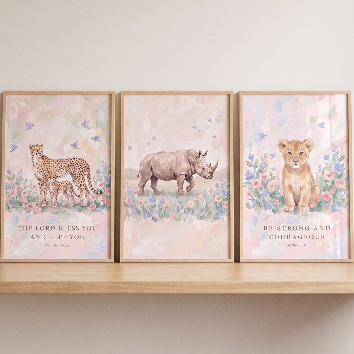 Safari Animal Nursery Scripture Wall Art Set of 3