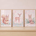 Enchanting Woodland Animals Digital Art Trio