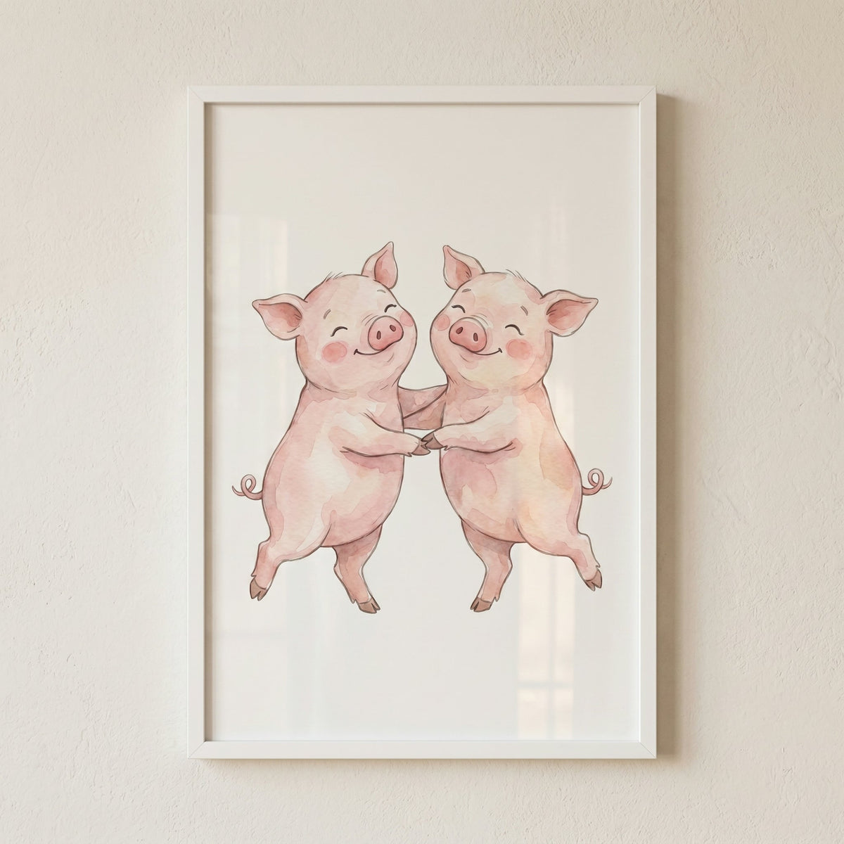 Dancing Pigs Watercolor Digital Art