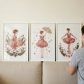 Pressed Flower Ballerina Digital Art Set of 3