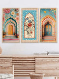 Boho Floral Archway Triptych Digital Art