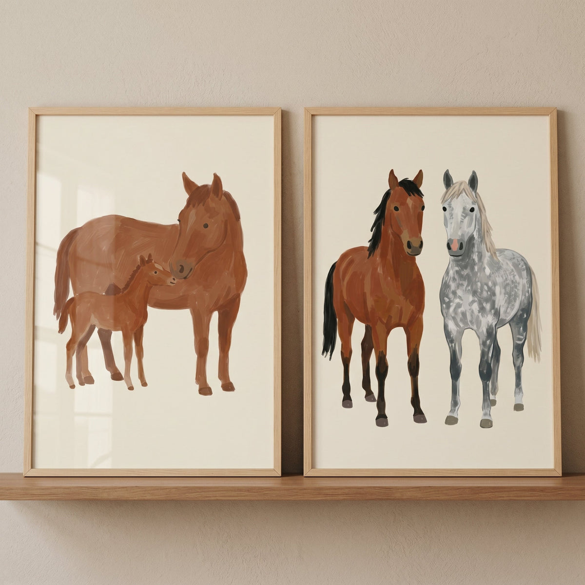 Charming Equestrian Duo Digital Art Set
