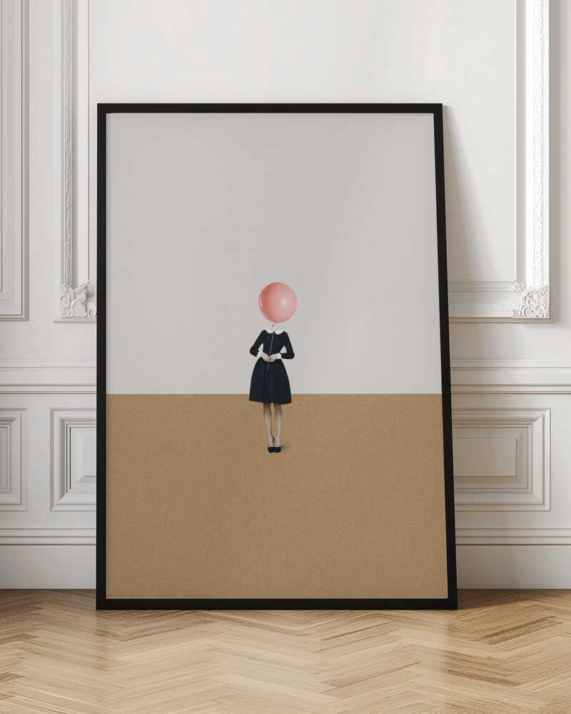 Surreal Pink Balloon Head Woman Digital Art