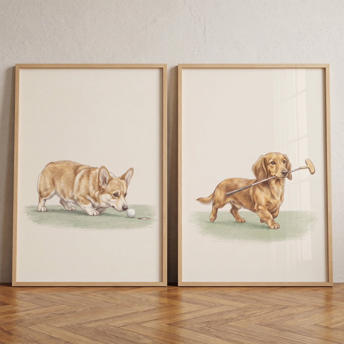 Golfing Pups Digital Art Set