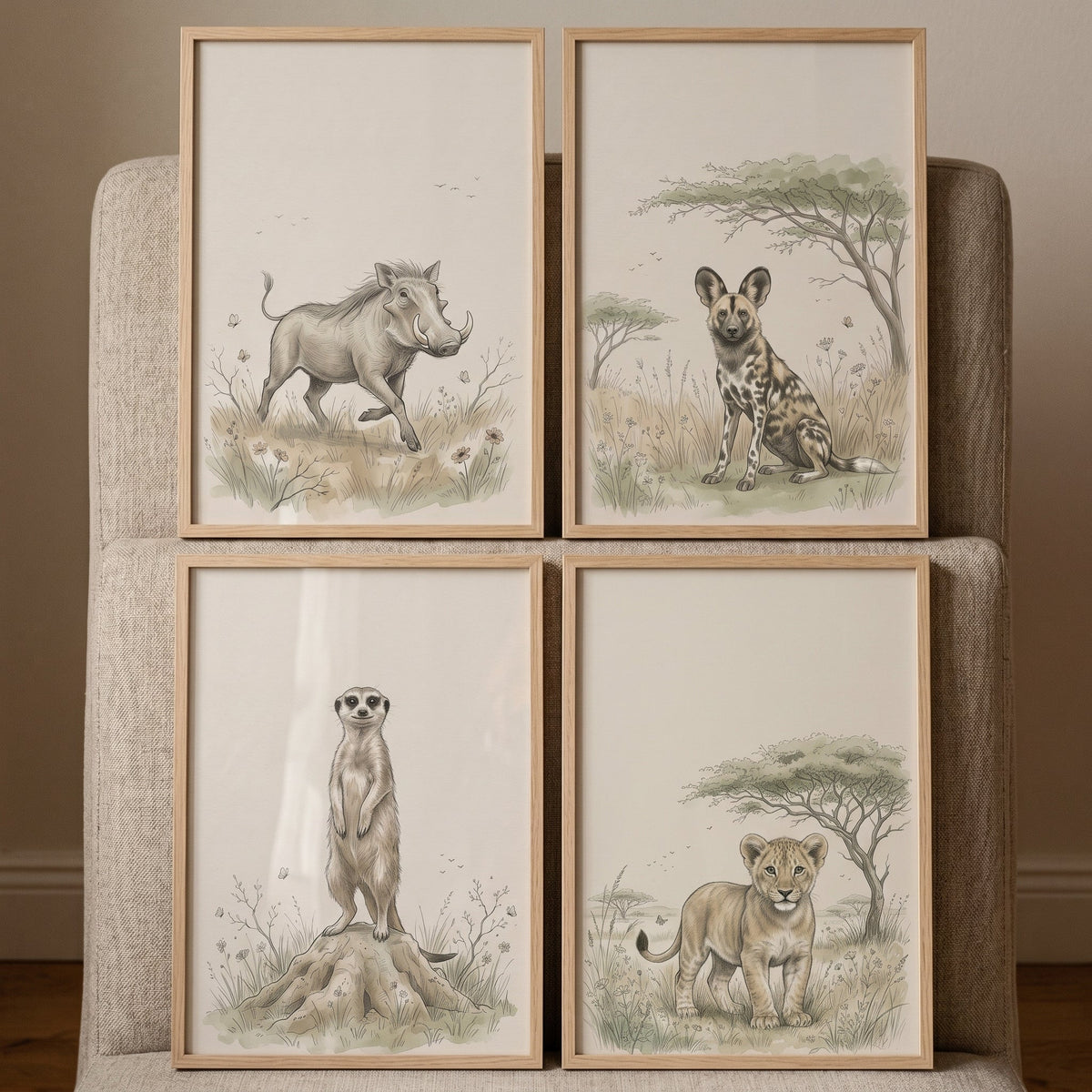 African Safari Animals Digital Art Set