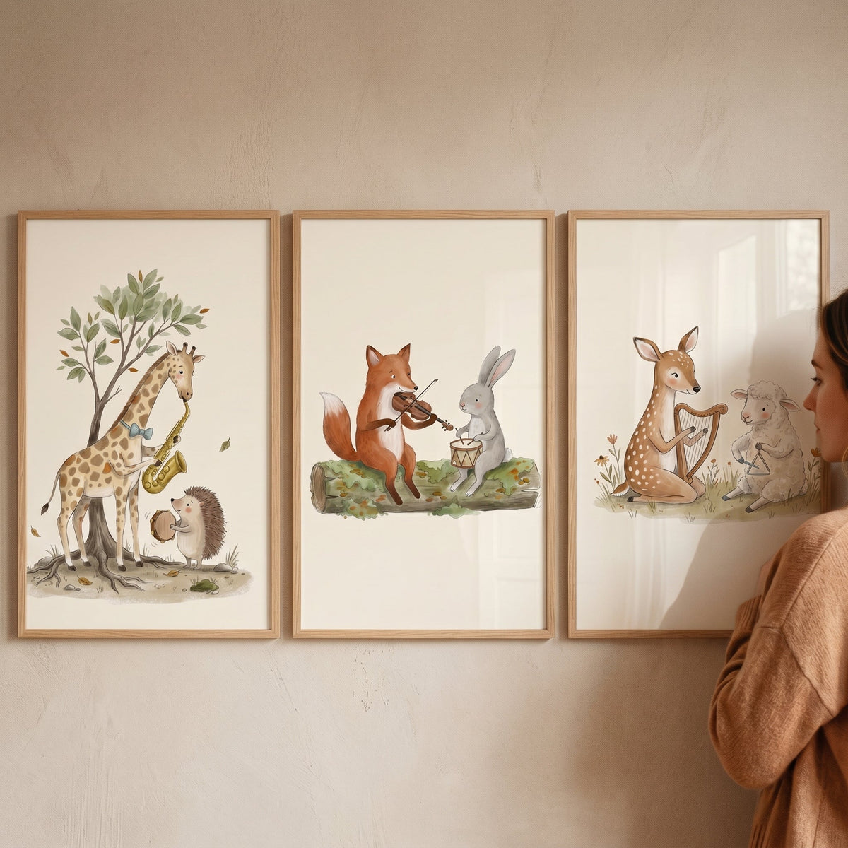 Forest Animals Musical Band Trio Digital Artwork
