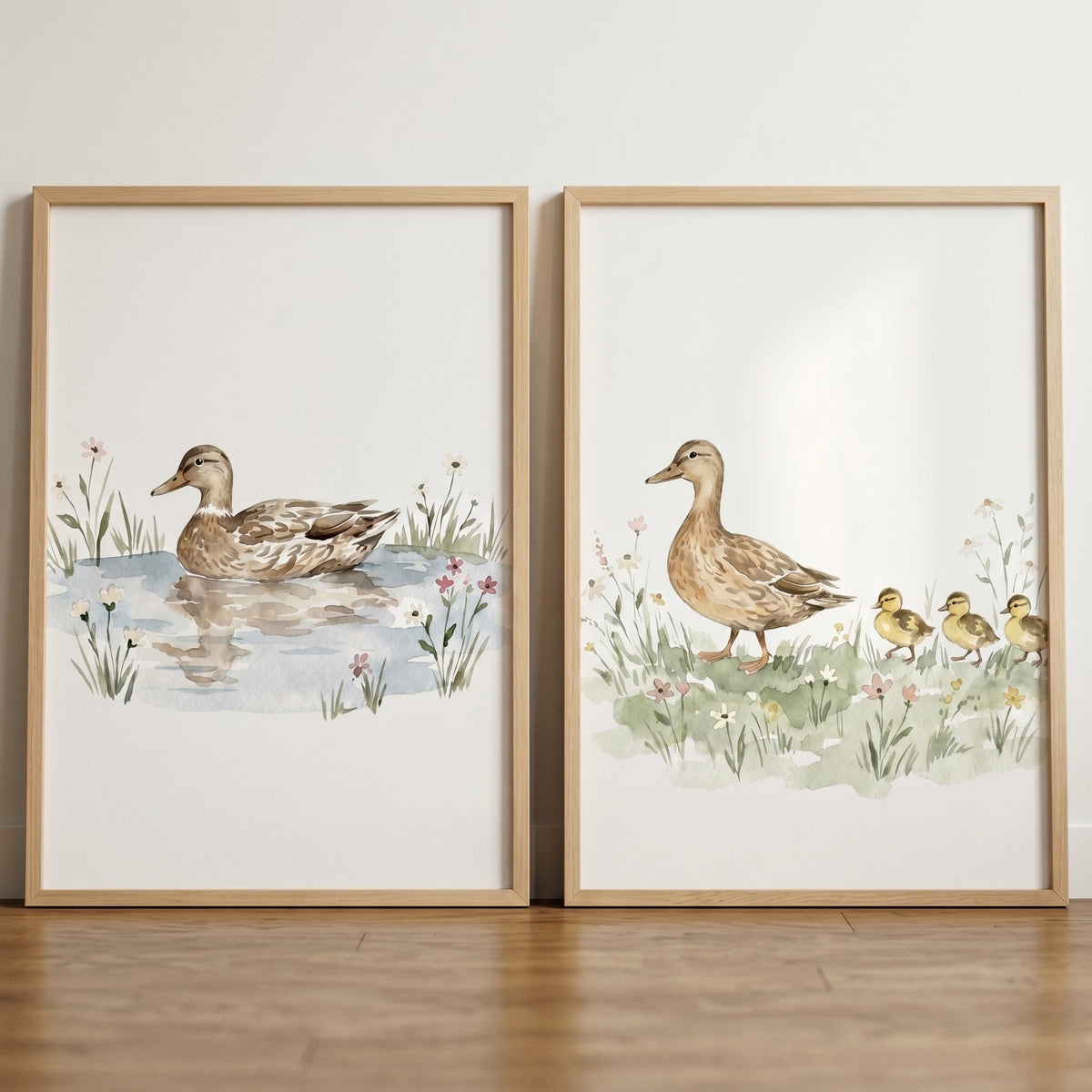 Watercolor Duck Family Digital Print Set