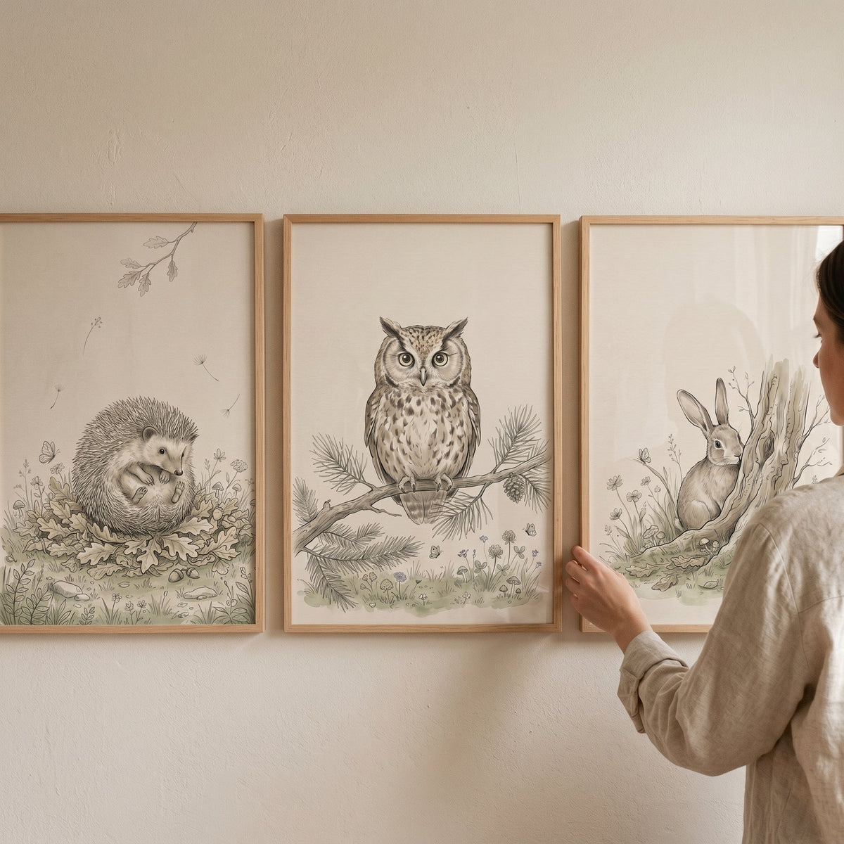 Charming Woodland Animals Trio Digital Art