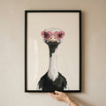 Chic Ostrich in Heart Glasses Digital Artwork
