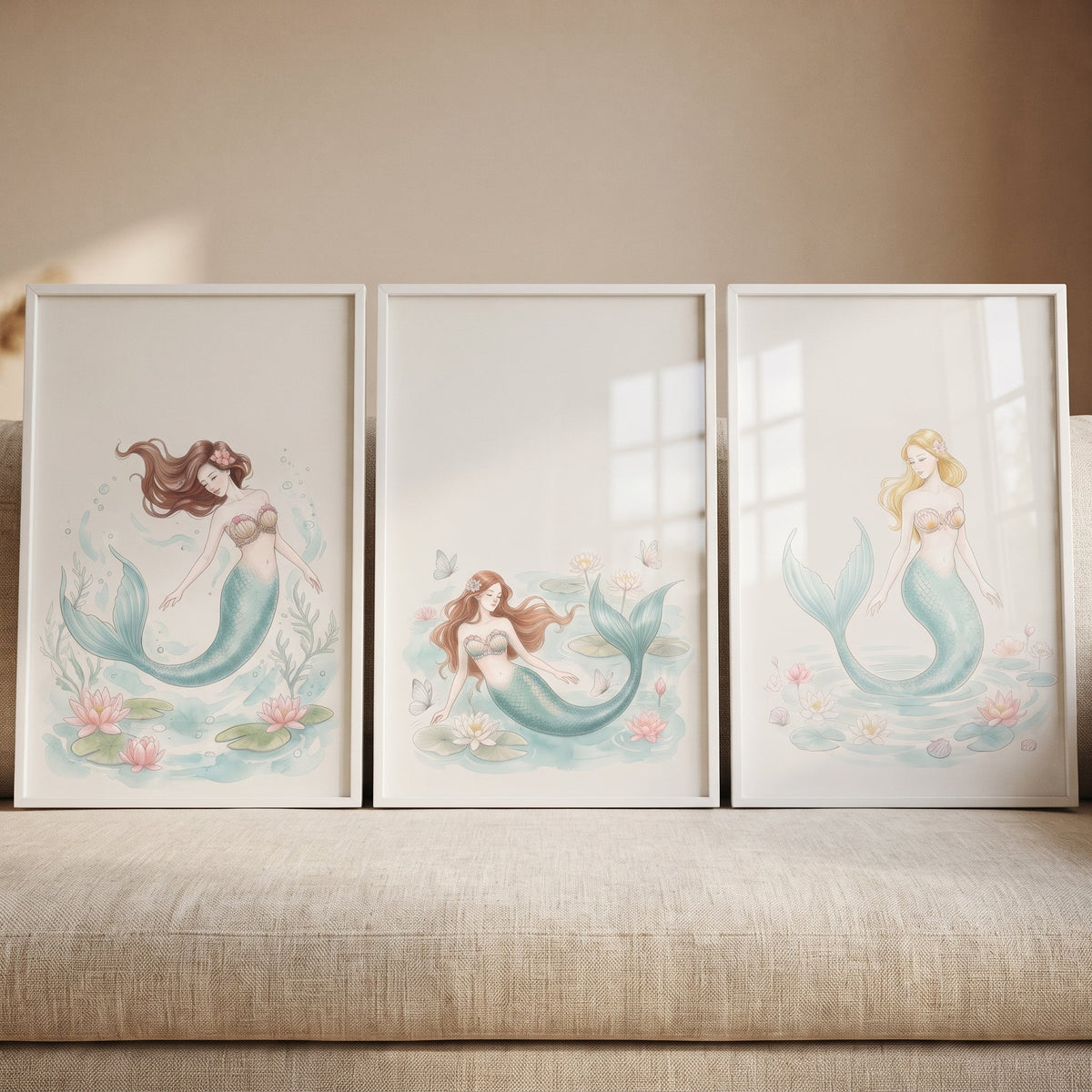Enchanting Mermaid Trio Digital Art Set