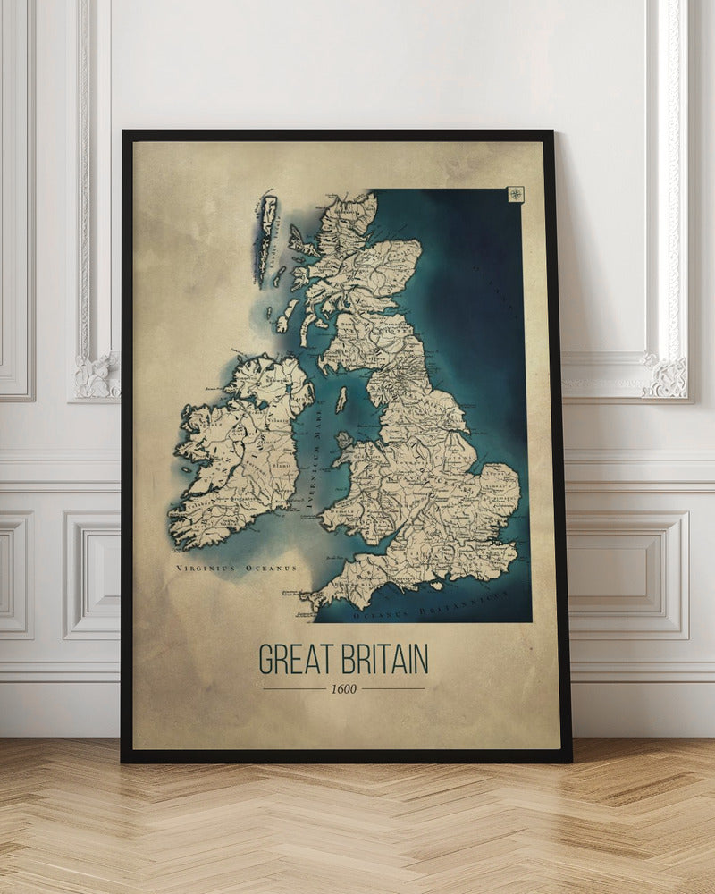 Great Britain 1600 Vintage Map Digital Art