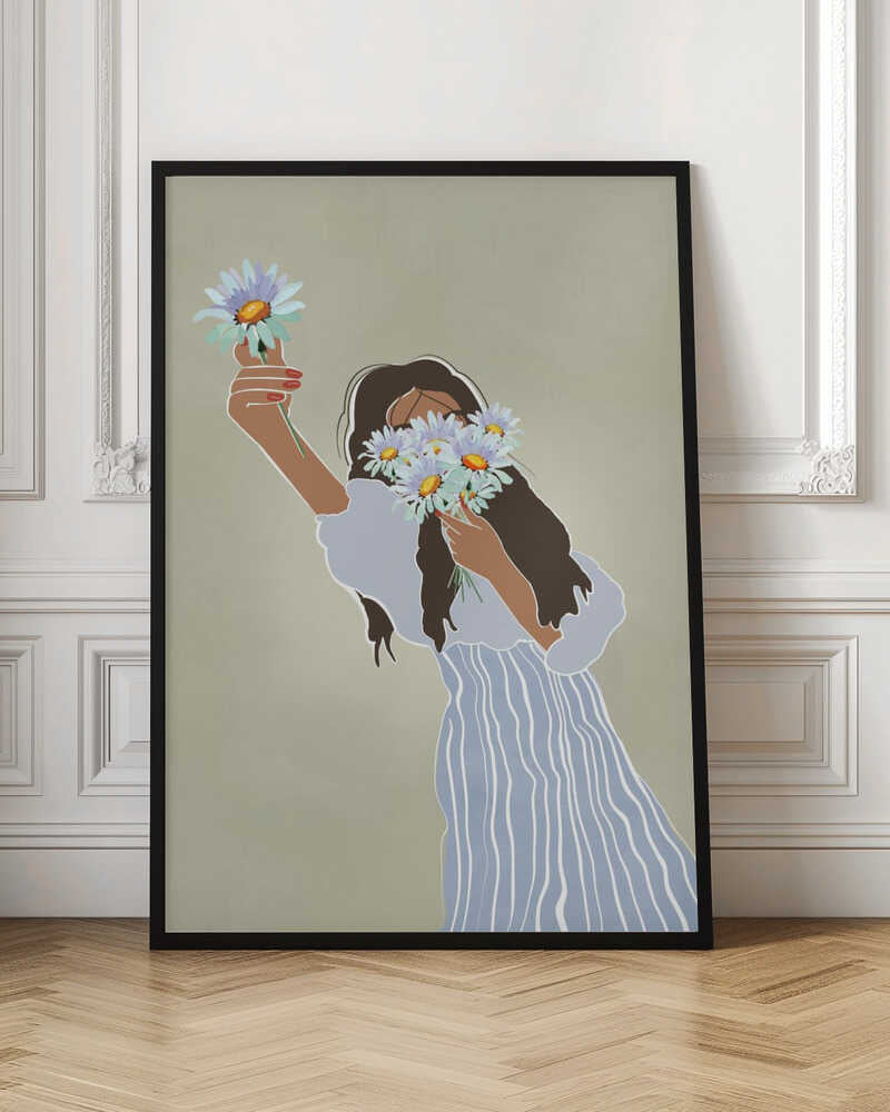 Girl with Daisies Digital Print