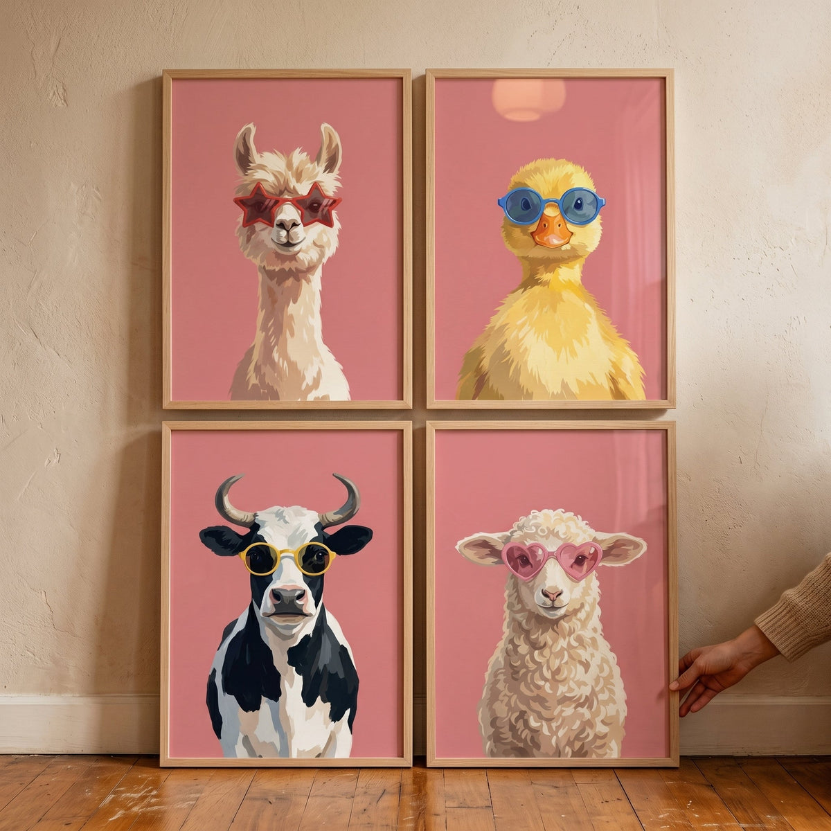 Quirky Farm Animals in Sunglasses Digital Art Set