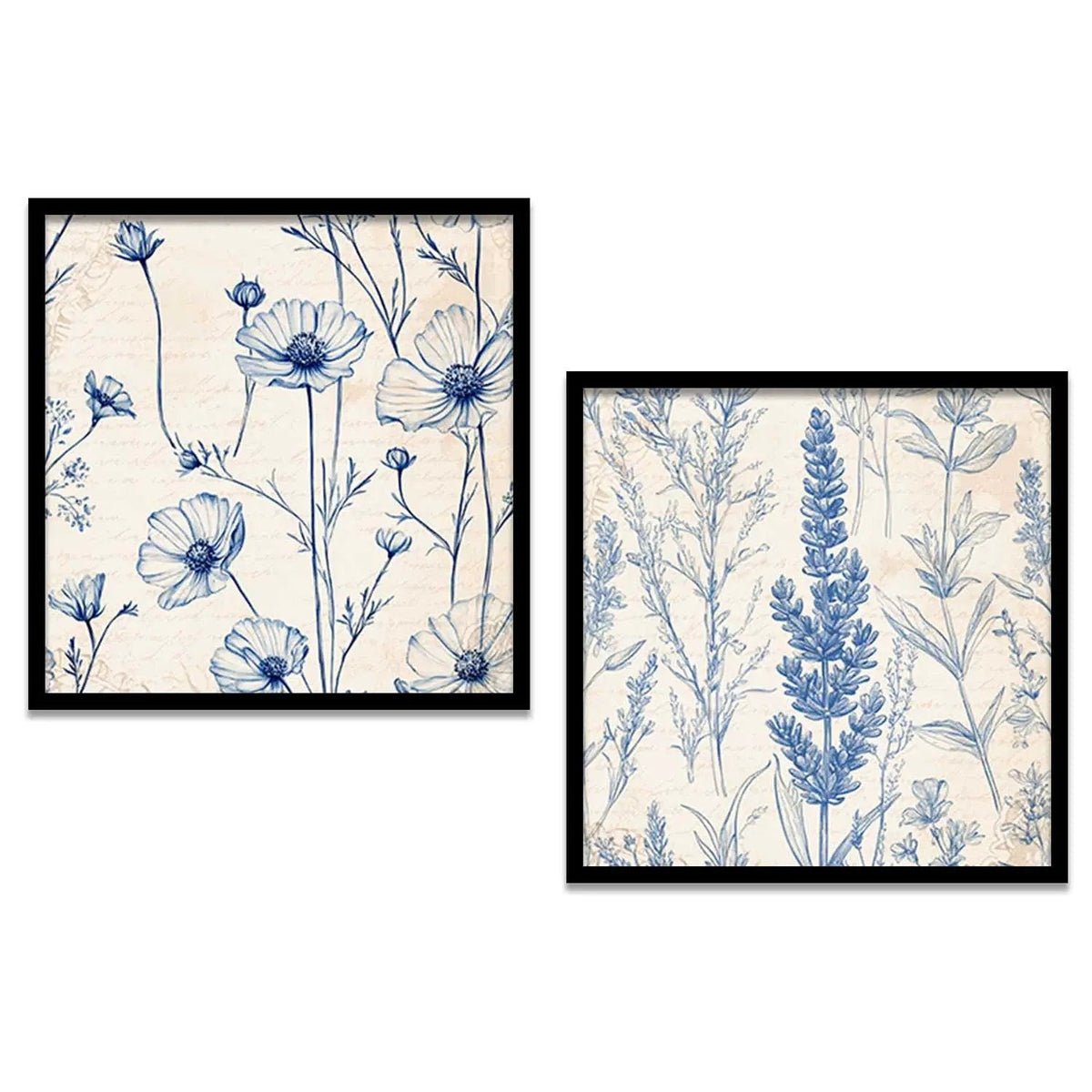 Blue Botanical Sketches Duo