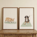 Golfing Puppies Corgi and Bernese Mountain Dog Digital Art Set