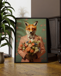 Gentleman Fox with Floral Bouquet Digital Art