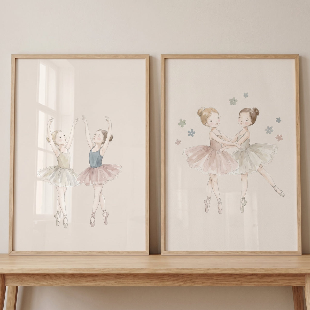 Watercolor Ballerina Friends Digital Art Set